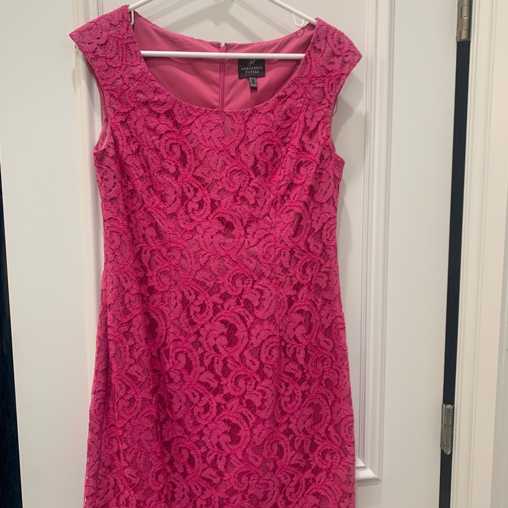 Adrianna Papell pink lace dress